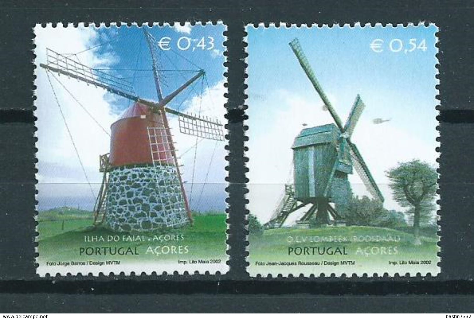 2002 Portugal Azoren Complete Set Windmolens,mühle,moulin,mills MNH/postfris/neuf Sans Charniere - Azores