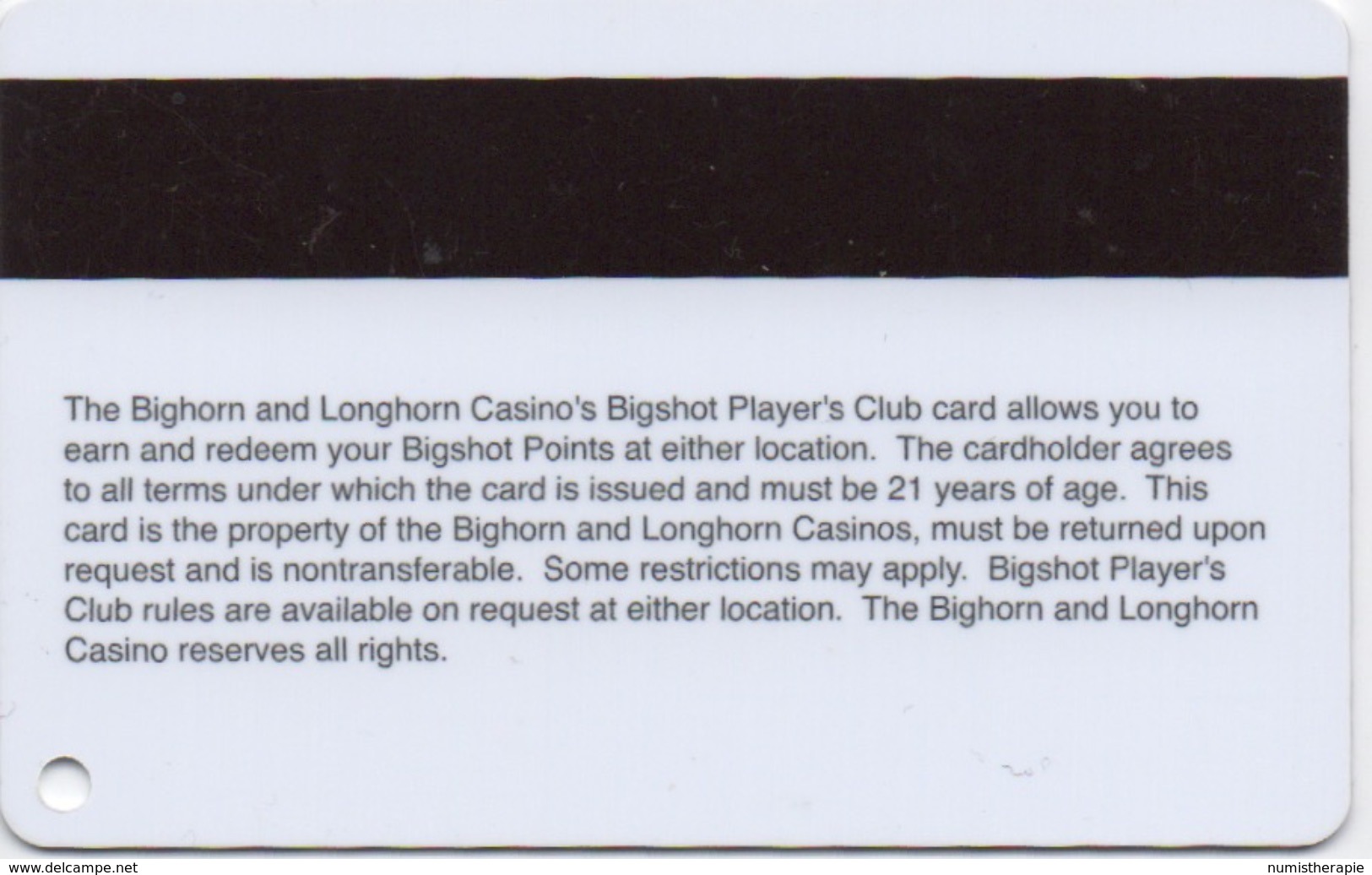 Carte De Membre : Bighorn & Longhorn Casino : Bight Players Club - Cartes De Casino