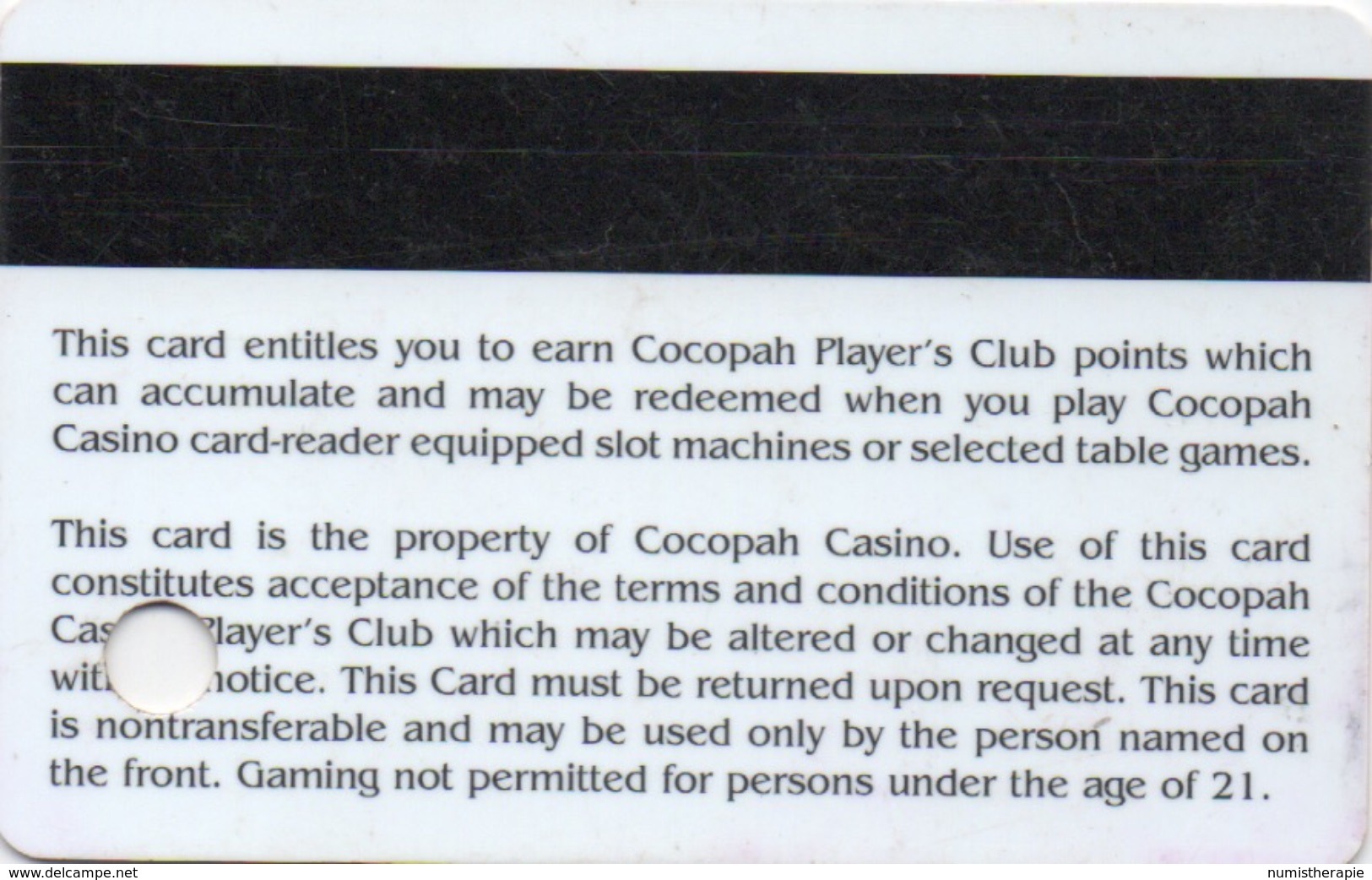 Carte De Membre : Cocopah Casino USA - Cartes De Casino