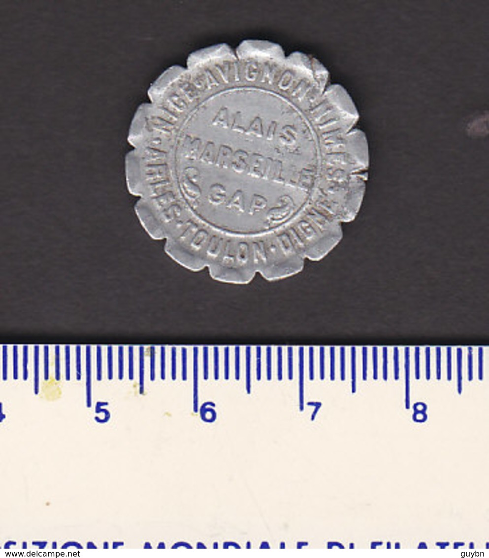 $ (13) Marseille Bouches Du Rhône 5 C Chambre De Commerce 1921 Aluminium .. Nécessite Monnaie Jeton - Monetary / Of Necessity