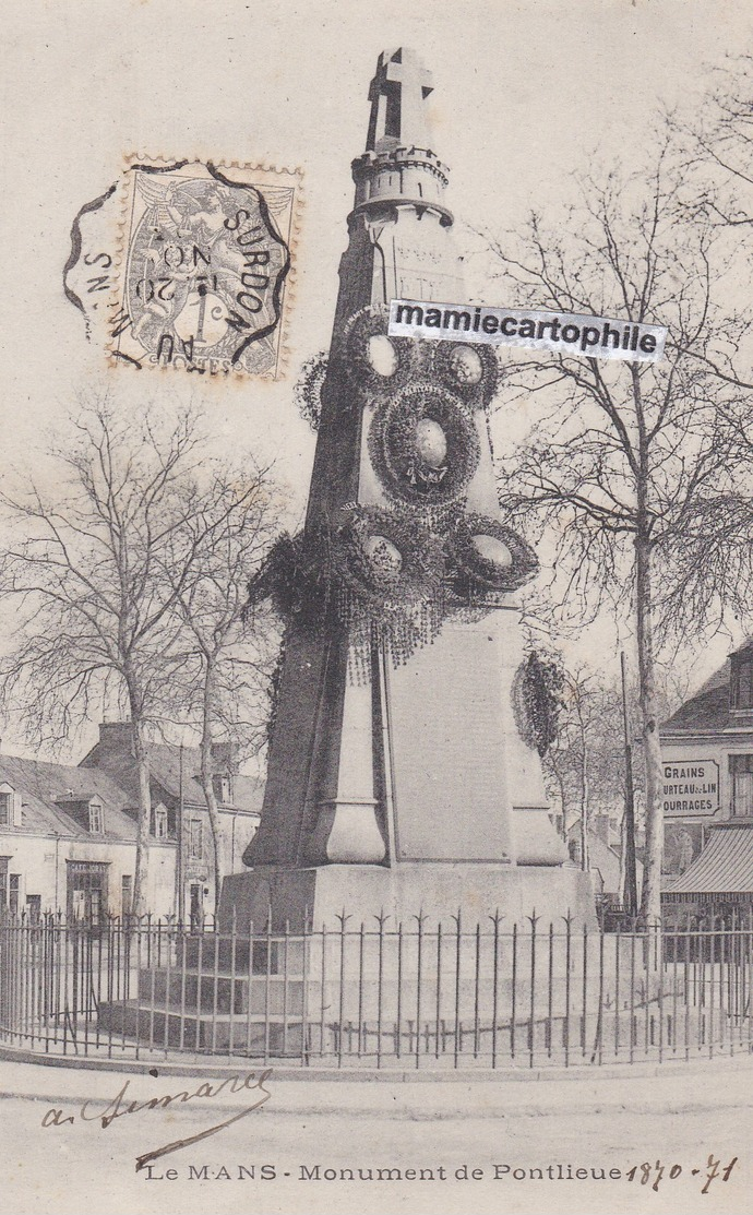 LE MANS - Sarthe - Monument De Pontlieue (1870-71) - CPA - 1903 - Le Mans