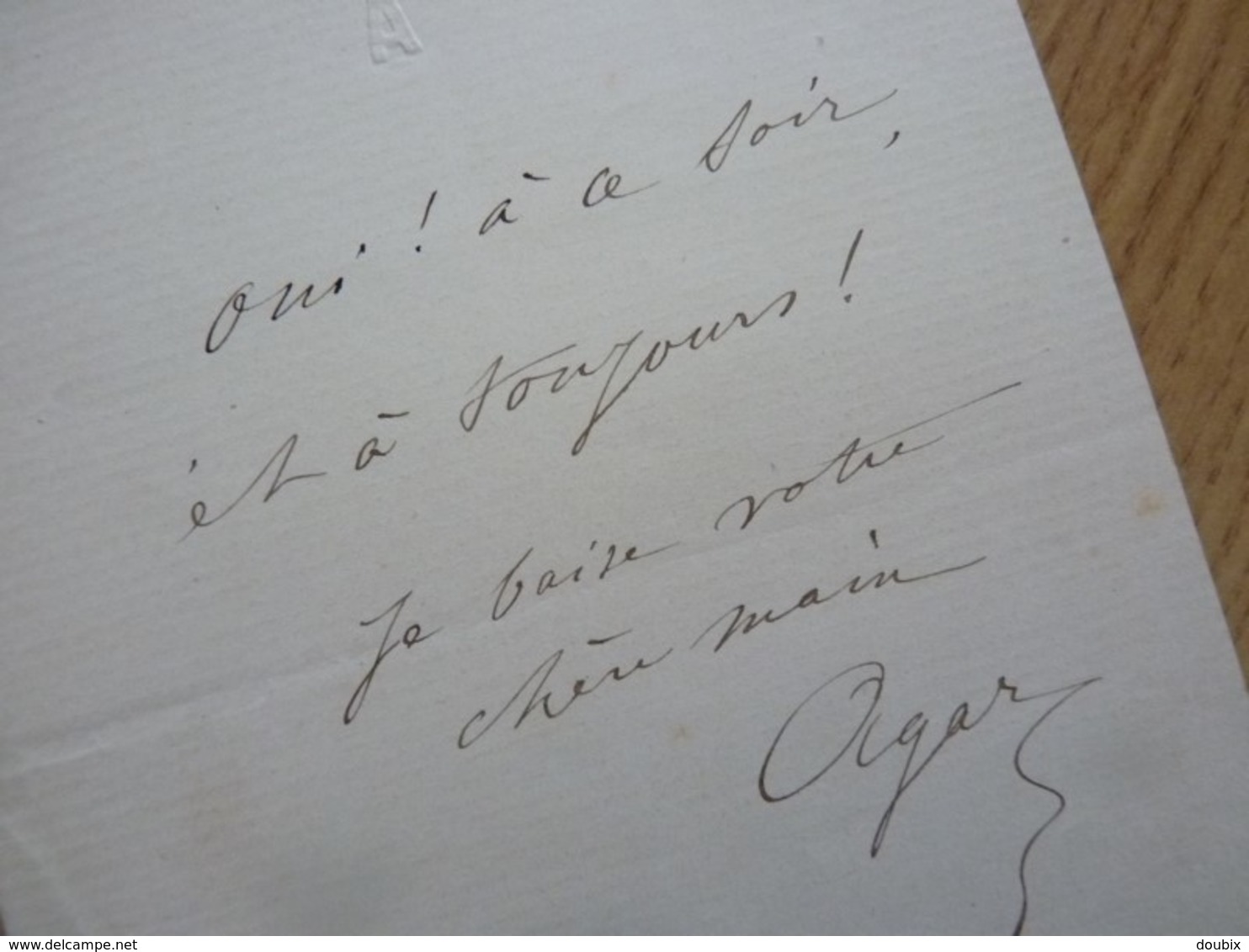 Mademoiselle AGAR (1832-1891) Actrice THEATRE. COMMUNE PARIS. Autographe - Autres & Non Classés