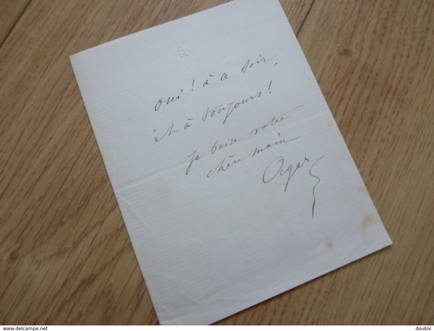 Mademoiselle AGAR (1832-1891) Actrice THEATRE. COMMUNE PARIS. Autographe - Autres & Non Classés