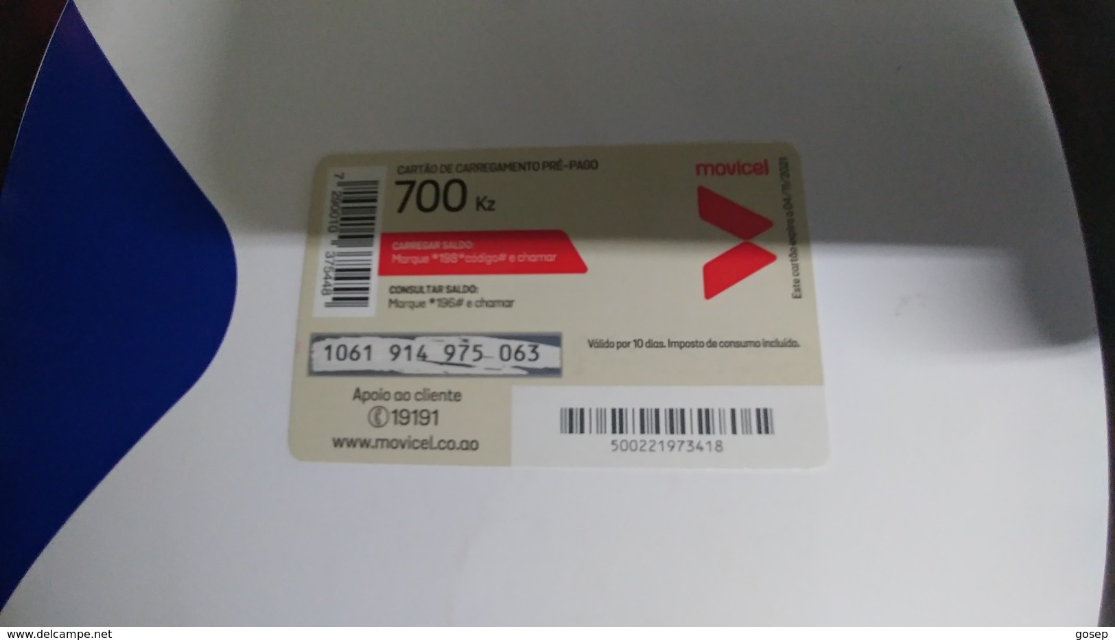 Angola-moviel-(61)-4.11.2021-(700kz-)-used+1card Prepiad Free - Angola