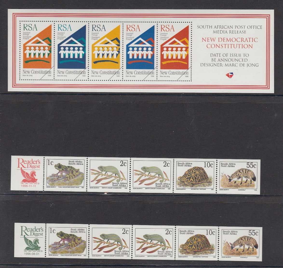 RSA SOUTH AFRICA OFFICIAL YEAR PACK 1996 COMPLETE WITH ALL THE SHEETS! IN PERFECT MNH CONDITION