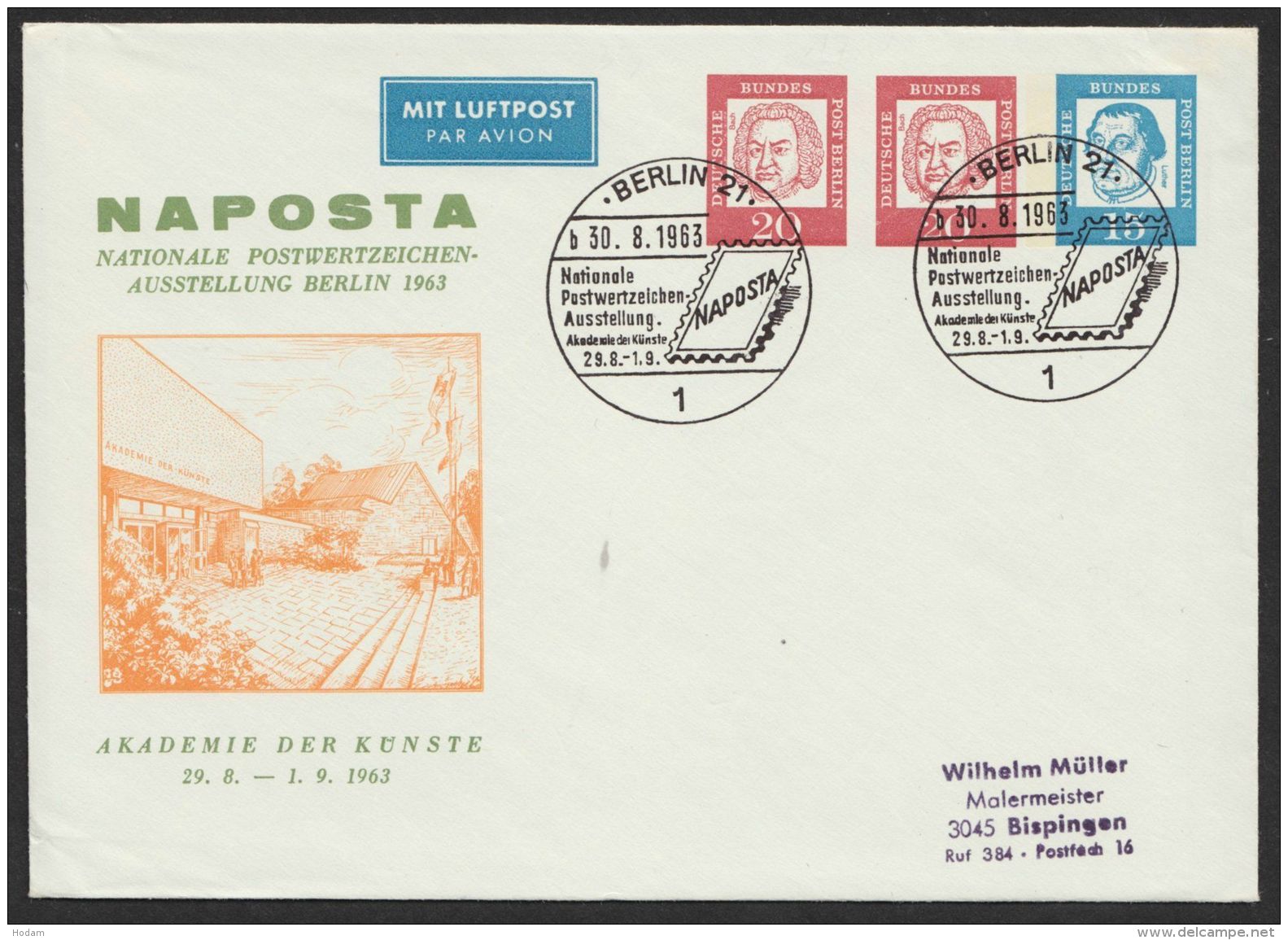 PU 33 D 2/01 "NAPOSTA", 1963, Pass. Sst. - Sobres Privados - Usados