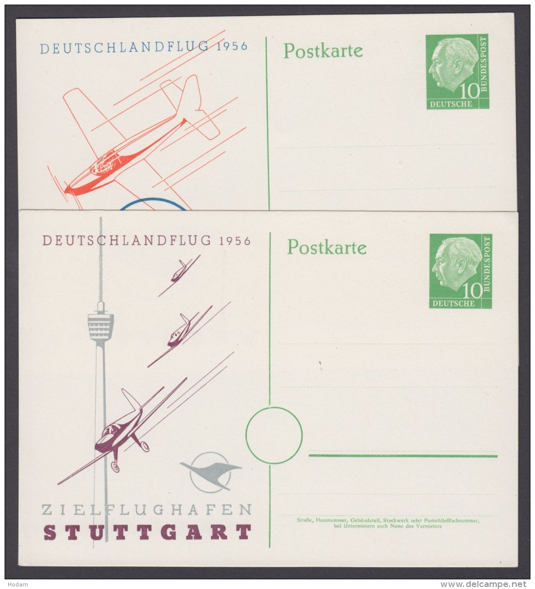 PP 8 C 2/01 A + /01 B "Deutschlandflug", 1956, Beide Karten, * - Privé Postkaarten - Ongebruikt