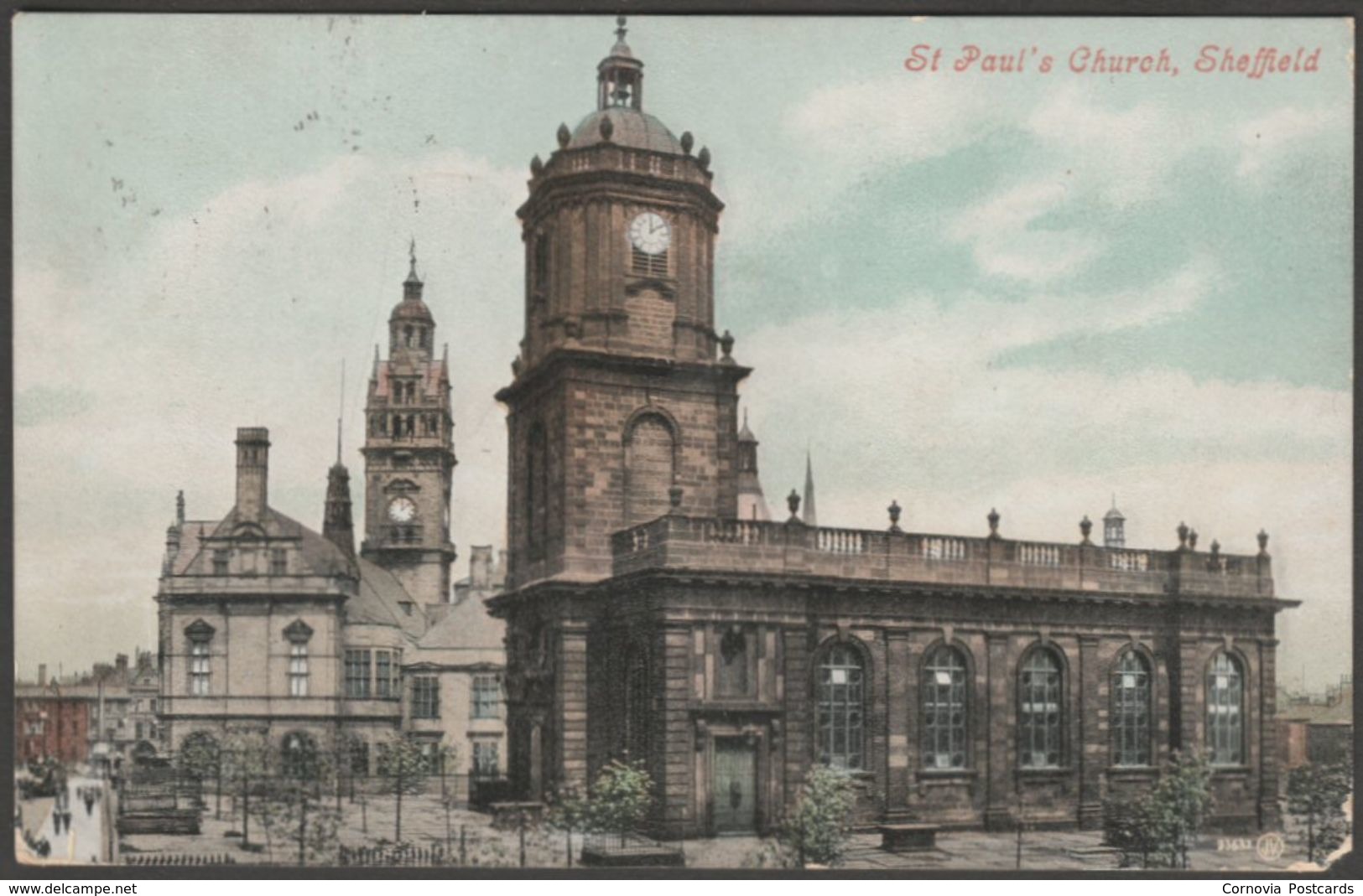 St Paul's Church, Sheffield, Yorkshire, 1906 - Valentine's Postcard - Sheffield