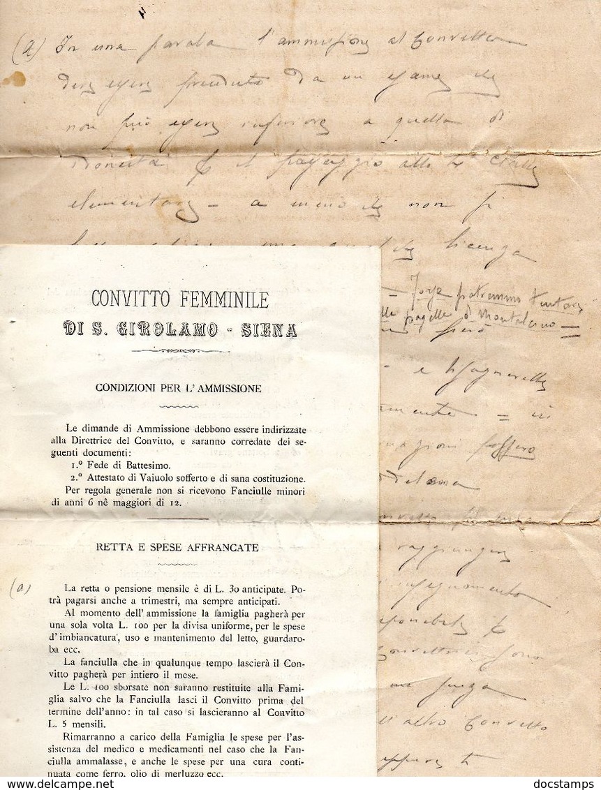 ##(ANT182)-6-10-1897-Siena-piego Manscritti Raccomandati  Affr. Cent.45 Con Interessante Contenuto Riguardante   Siena - Storia Postale