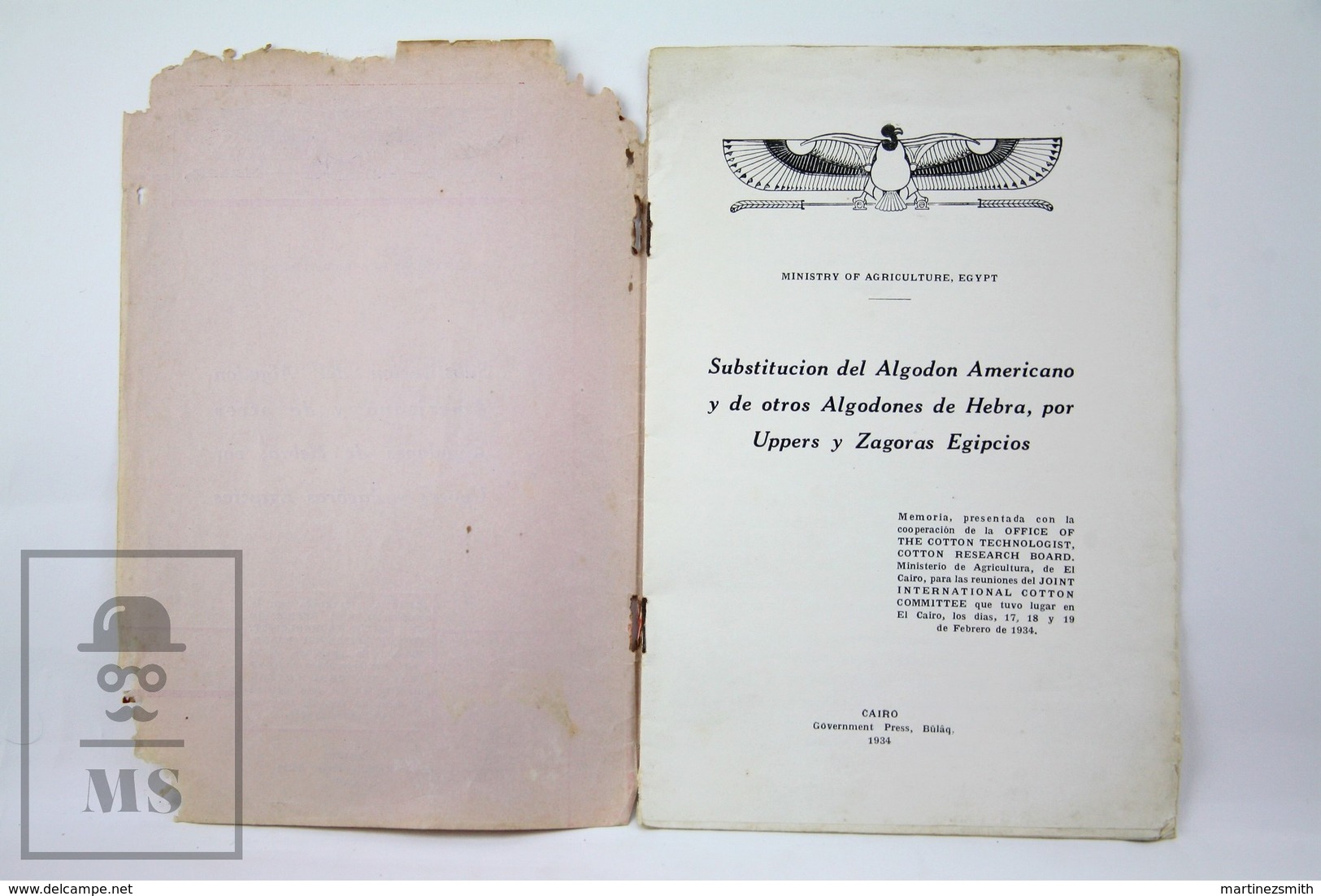 Old 1934 Brochure From The Ministry Of Agriculture, Egypt - Joint International Cotton Committee - Sciences Manuelles