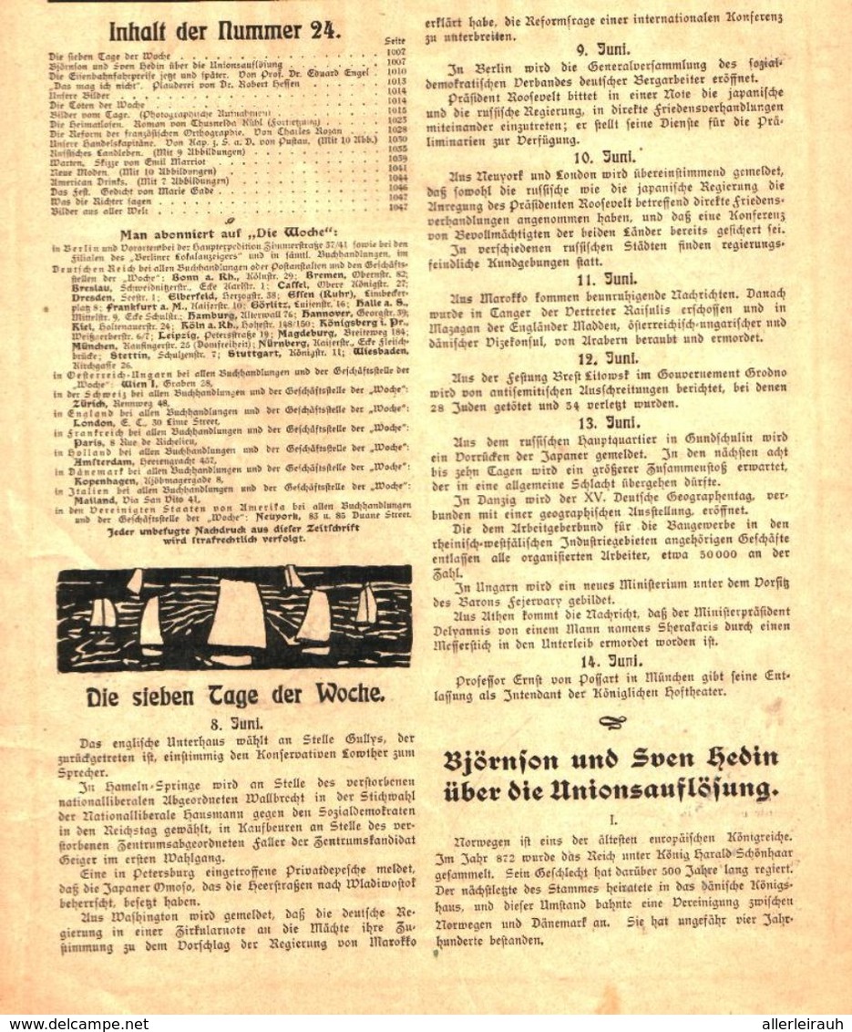 Bjönson Und Sven Hedin Ueber Die Unionsauflösung / Artikel, Entnommen Aus Zeitschrift / 1905 - Bücherpakete