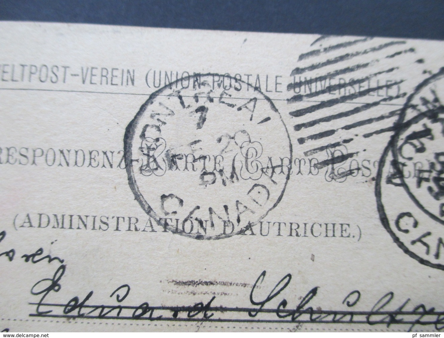 Österreich 1890 GA P 51 Weltvereinspostkarte Nach Montreal Kanada. Zurück / Retour. Social Philately Konsul - Briefe U. Dokumente