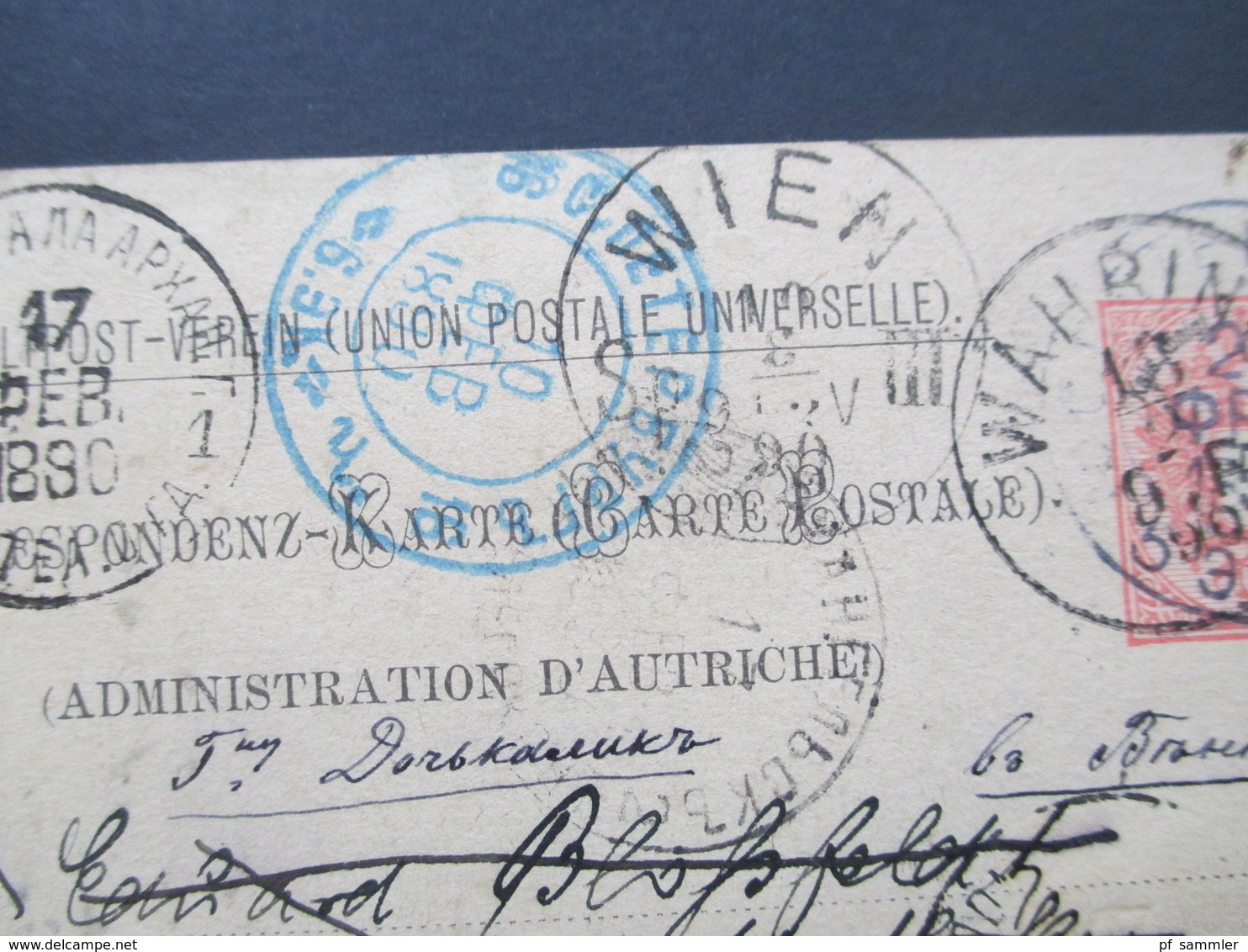 Österreich 1890 GA P 51 Weltvereinspostkarte Nach Russland. Zurück / Retour. 10 Stempel + Handschriftl. Vemerk! - Briefe U. Dokumente