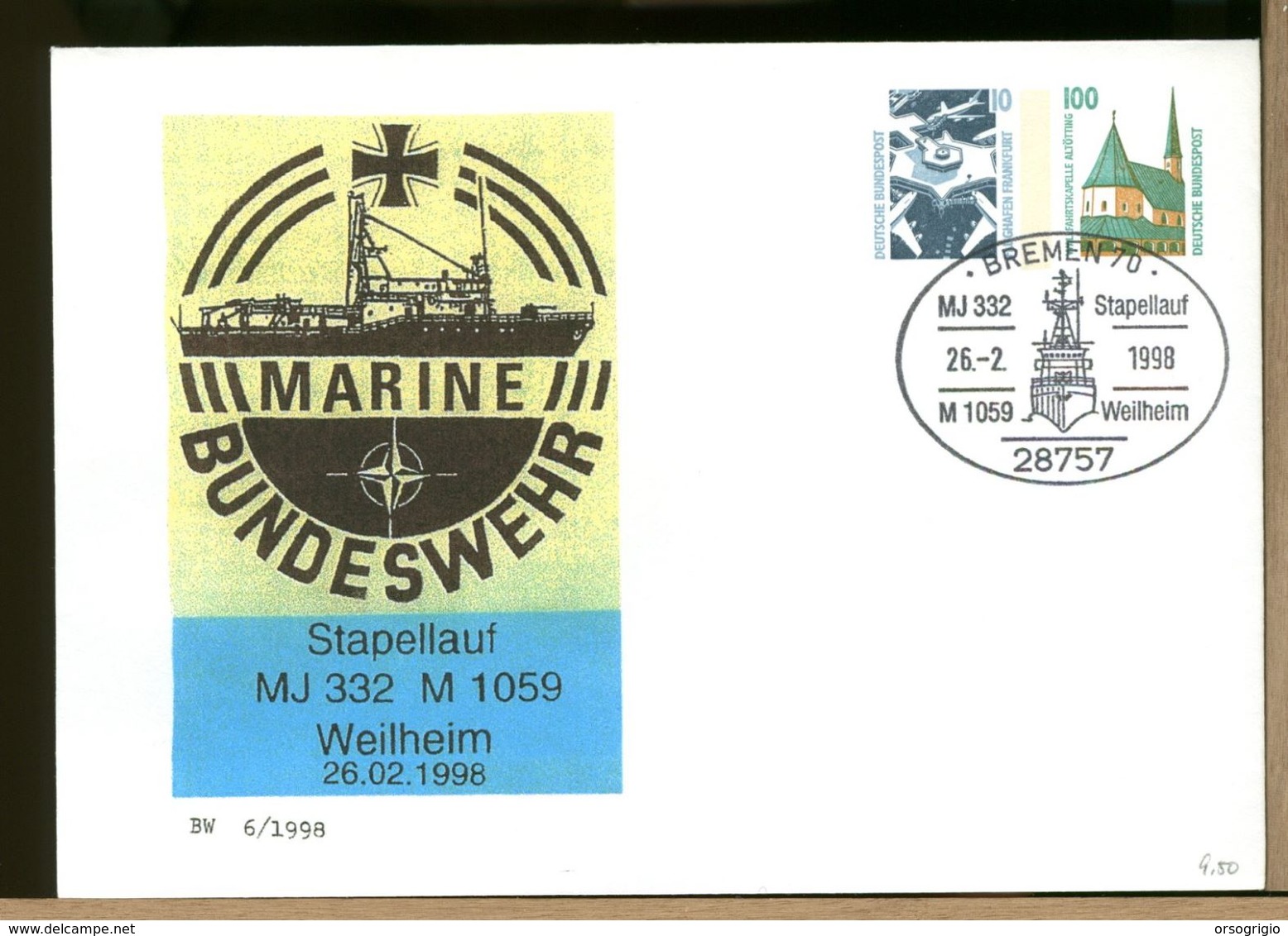 DEUTSCHE - GANZSACHEN - BREMEN - BUNDESWEHR MARINE - MJ332 STAPELLAUF - M1059 WEILHEIM - Buste Private - Nuovi