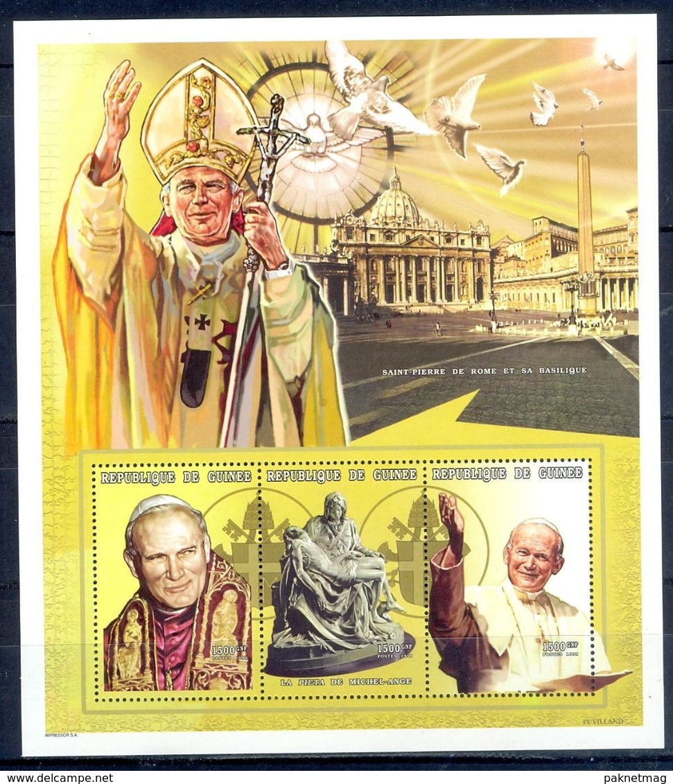 A109- Pope John Paul II Rome Commemorative Sheet Official Issue Of Guinea. - Popes