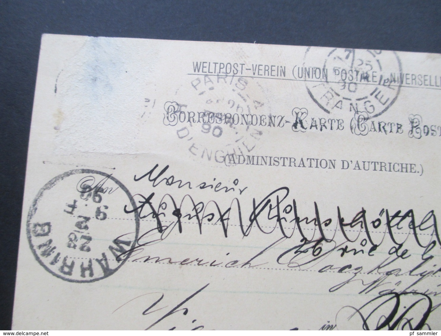 Österreich 1890 GA P 51 Weltvereinspostkarte Nach Paris. Zurück / Retour. 4 Stempel. - Briefe U. Dokumente