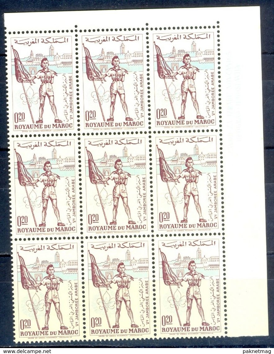 A112- Block Of Nine Maroc Morocco Boy Scout. - Unused Stamps