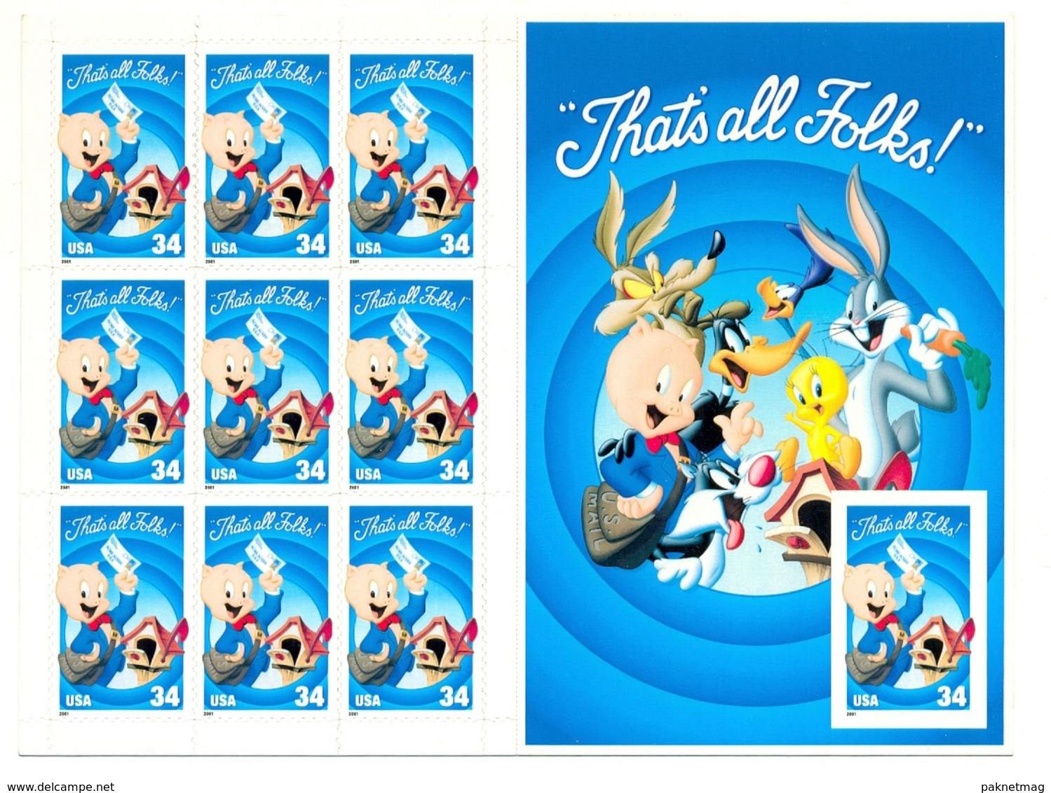 A116- USA 2001 Self Adhesive Stamps. Post Box, Cartoon, Bugs Bunny, Fairy Tales. - Disney