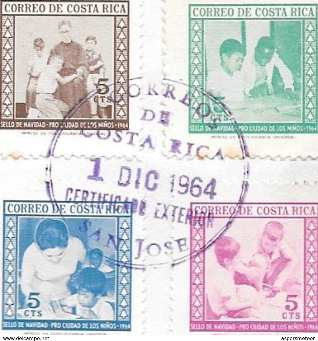 PRO CIUDAD DE LOS NIÑOS SOBRE CERTIFICADO EXTERIOR SERIE COMPLETA AÑO 1964 COSTA RICA - Costa Rica