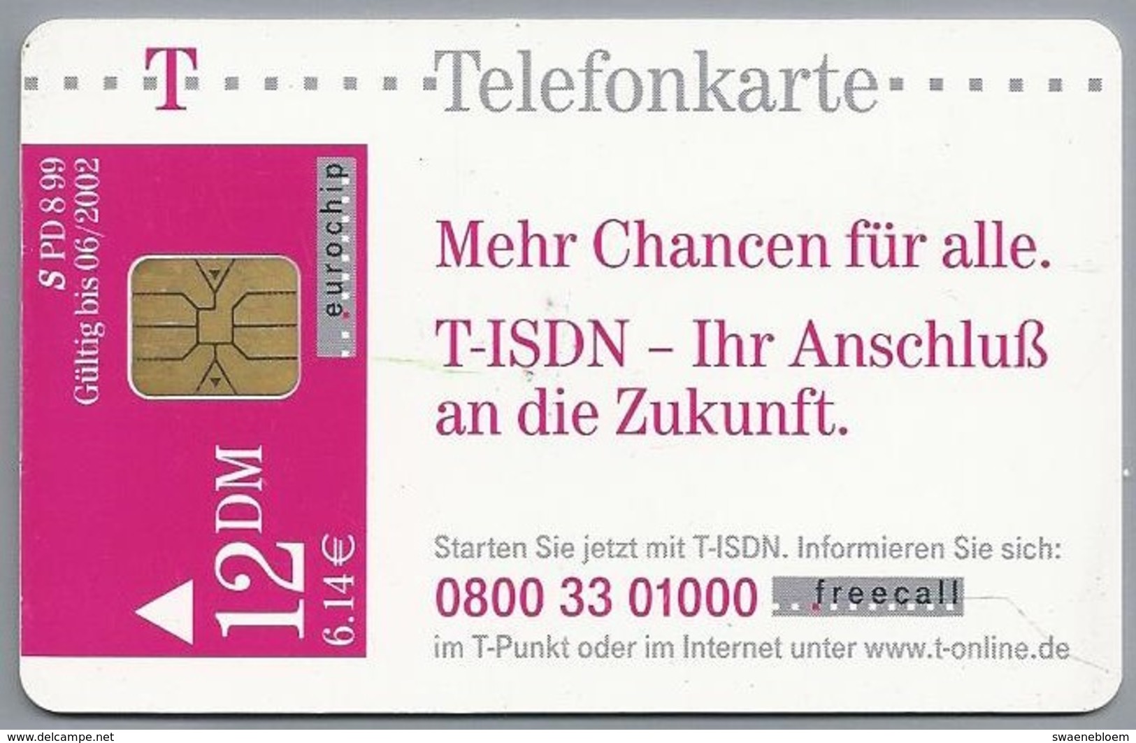 DE.- Telecom TELEFONKARTE. 12 DM. -Neue Ideen Verwirklichen Met T-ISDN. - S PD 8 99 - Telefoon