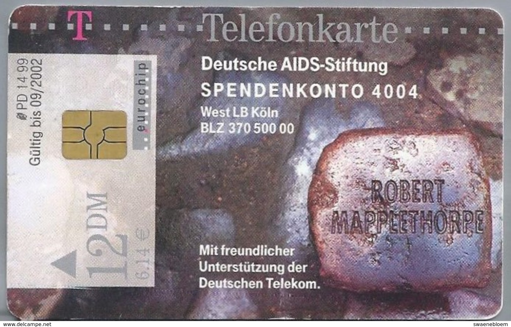 DE.- Telecom TELEFONKARTE. 12 DM. - Deutsche AIDS-Stiftung SPENDENKONTO 4004. West LB Köln. NAMEN UND STEINE - Andere & Zonder Classificatie