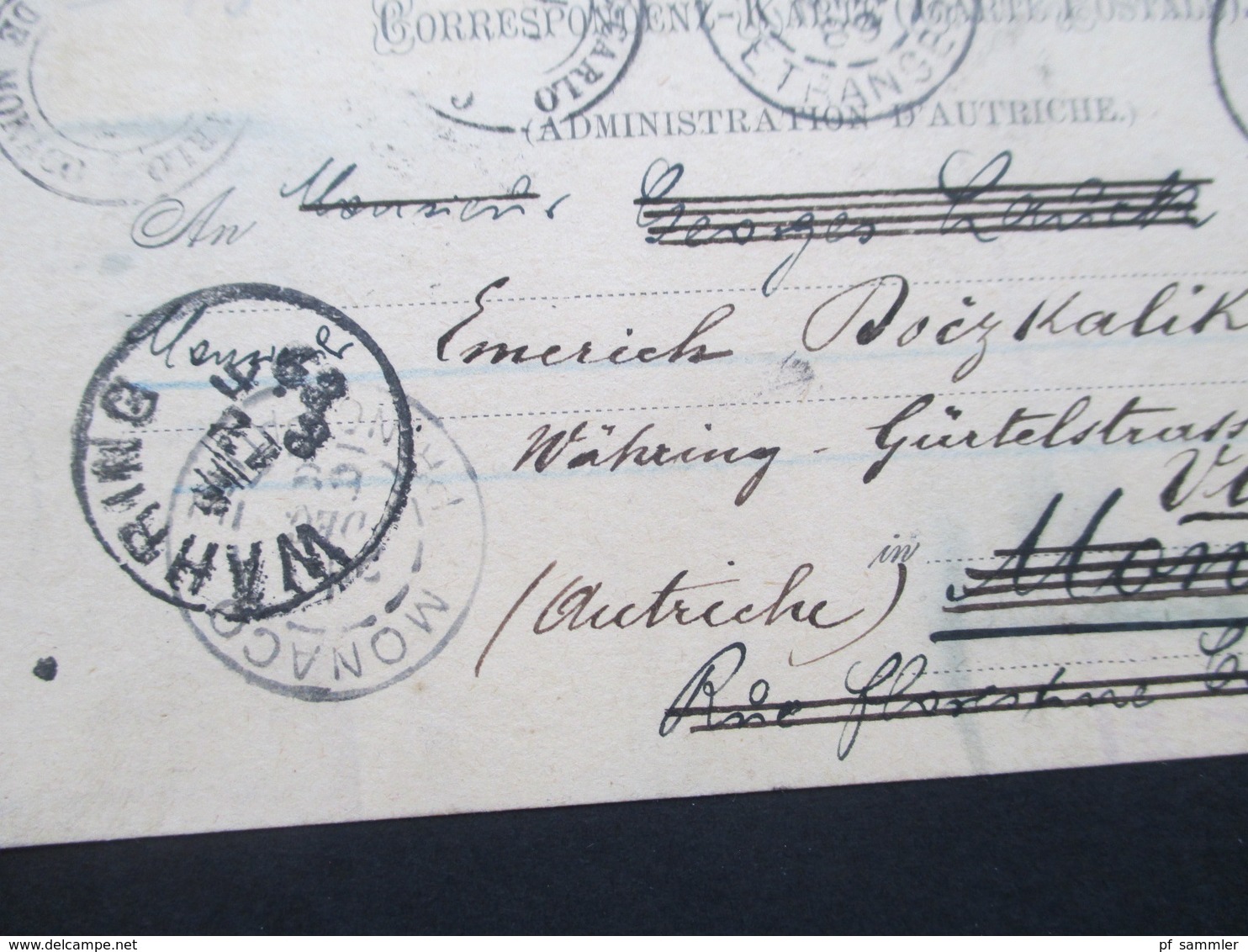 Österreich 1889 GA P 51 Weltvereinspostkarte Nach Monaco Mit 6 Stempel. Über Paris / Monte Carlo. Zurück / Retour - Briefe U. Dokumente