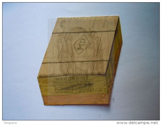 Reclame Publicité Margarine "Le Drapeau" De Vlag Merxem Afbeelding Doos Met Pakjes Boîte Avec Pacquets Open 9 X 14 Cm - Publicidad