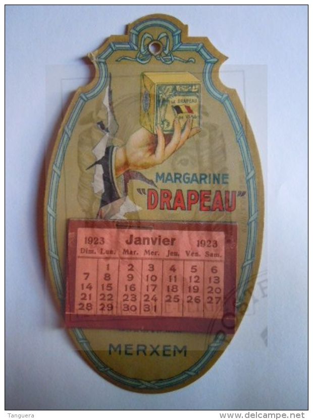 Reclame Publicité Margarine "Le Drapeau" De Vlag Merxem Kalender Calendrier 1923 Kompleet Form. 10 X 17 Cm - Grand Format : 1921-40