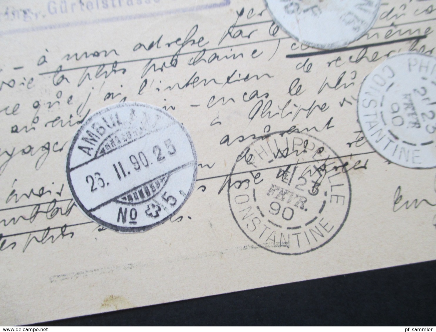 Österreich 1890 GA P 51 Weltvereinspostkarte Nach Philippeville Algier. Über Paris! Interessante Karte!! - Cartas & Documentos