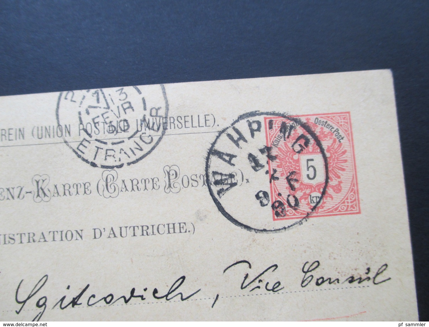 Österreich 1890 GA P 51 Weltvereinspostkarte Nach Oran Algerien über Paris! Social Philately Vize Konsul - Briefe U. Dokumente