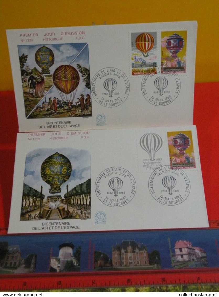 Lot 2 FDC > Bicentenaire De L'Air Et De L'Espace Les Montgolfières > (93) Bourget > 19.3.1983 > 1er Jour - Coté 8€ - 1980-1989