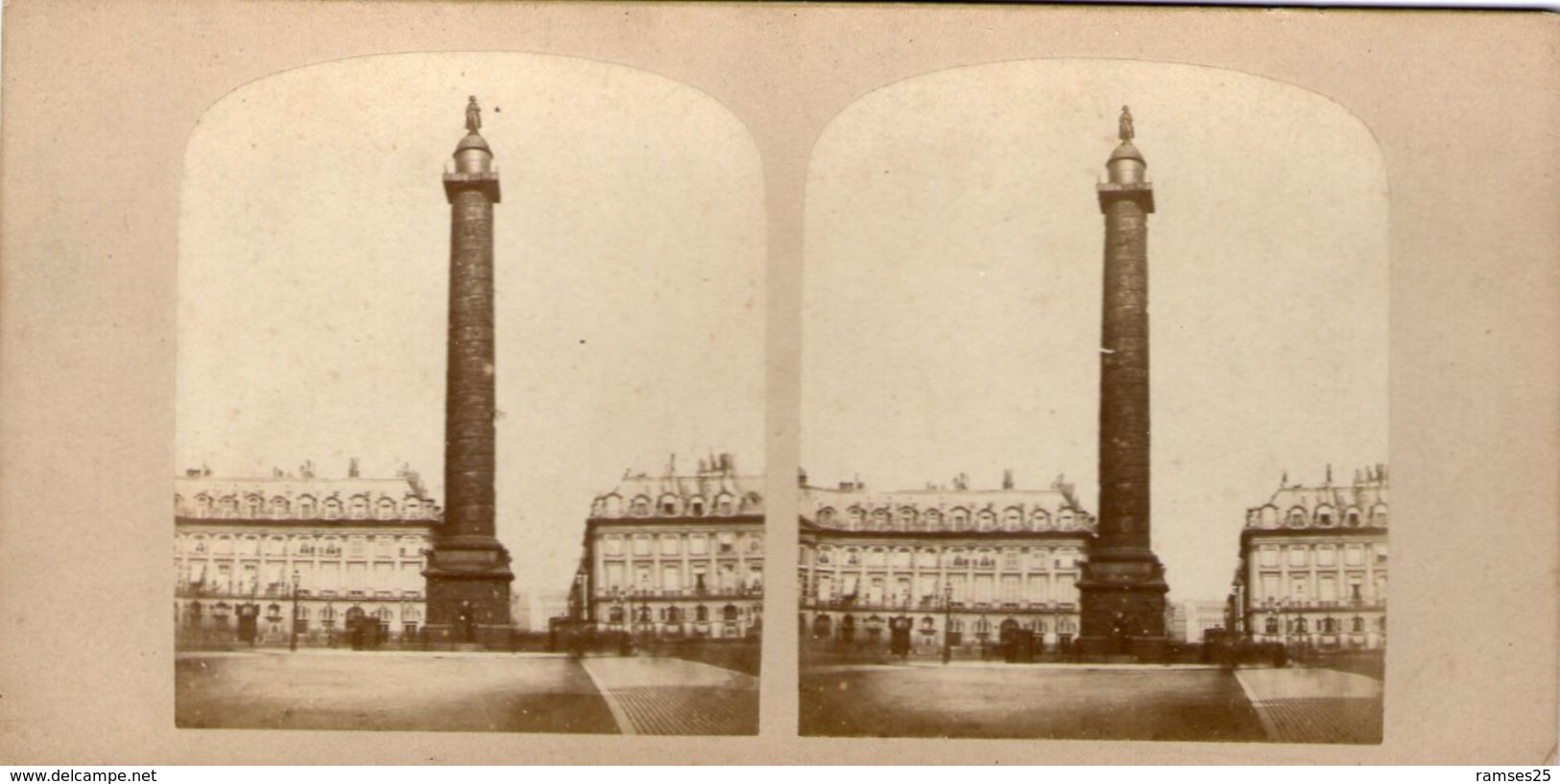 (59)  Photo Originale Sur Carton Fin 1800 Paris Colonne Vendome 16cm X 8.5cm (Bon Etat) - Photos Stéréoscopiques