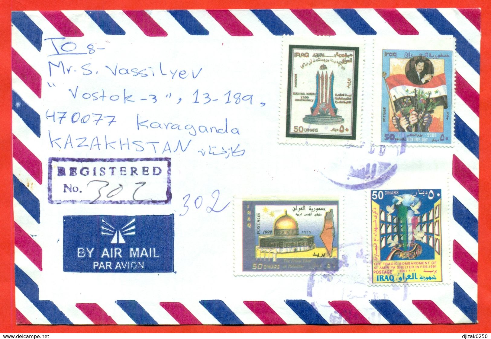 Iraq 2001. Saddam Husein.The Envelope Is Really Past Mail. Registered. Airmail. - Iraq