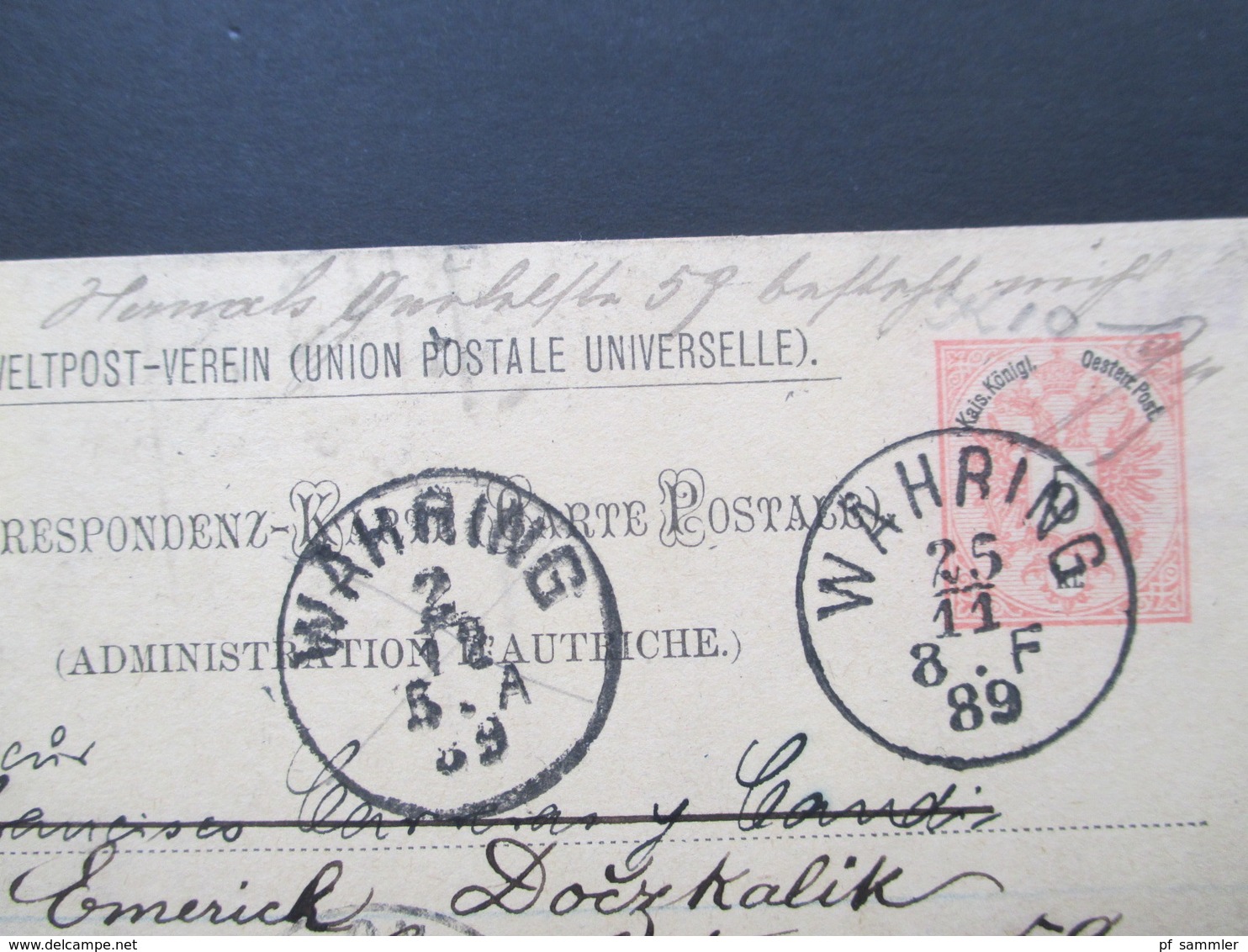 Österreich 1889 GA P 51 Weltvereinspostkarte Nach Barcelona Mit 6 Stempel. Retour / Zurück - Cartas & Documentos