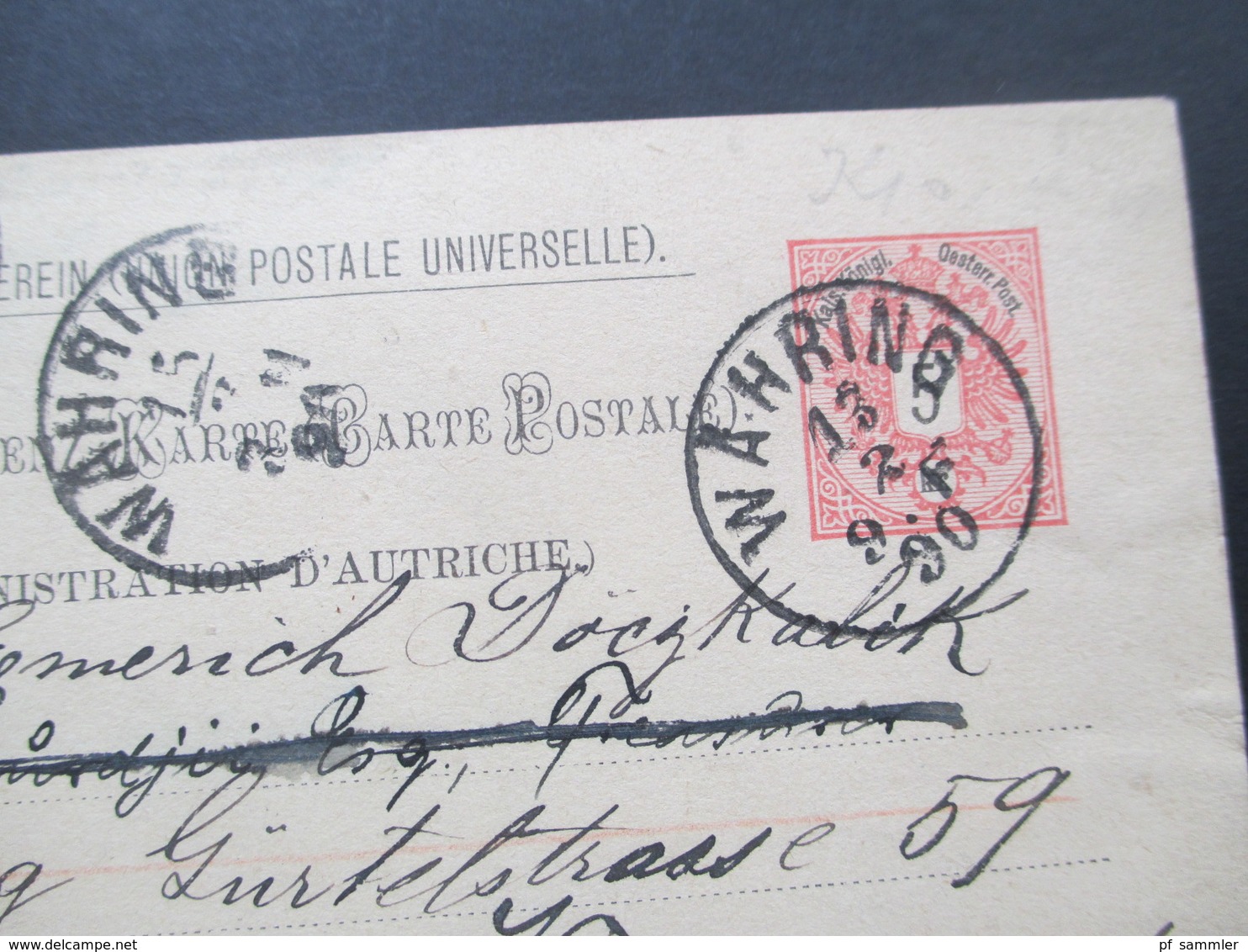 Österreich 1890 GA P 51 Weltvereinspostkarte Nach Galveston Texas USA. Zurück / Return. 4 Stempel - Briefe U. Dokumente