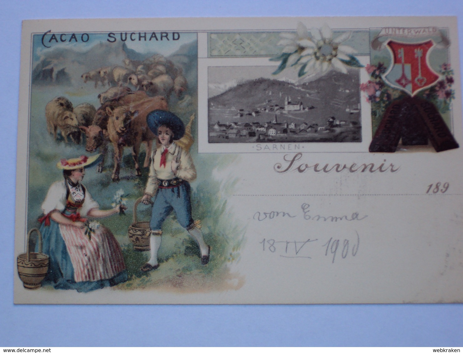 SVIZZERA SUISSE SWEISS HELVETIA POST CARD SARNEN CIOCCOLATO CHOCOLAT SUCHARD NOT SEND - Sarn