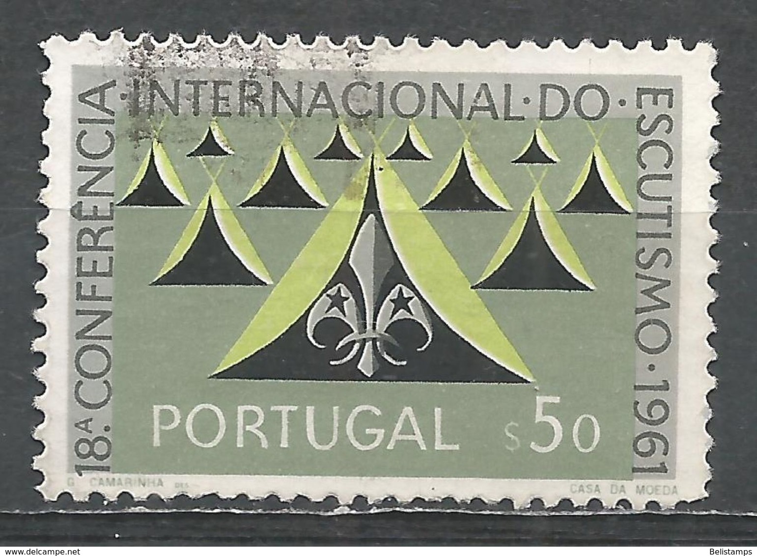 Portugal 1962. Scott #886 (U) Tents And Scout Emblem - Oblitérés