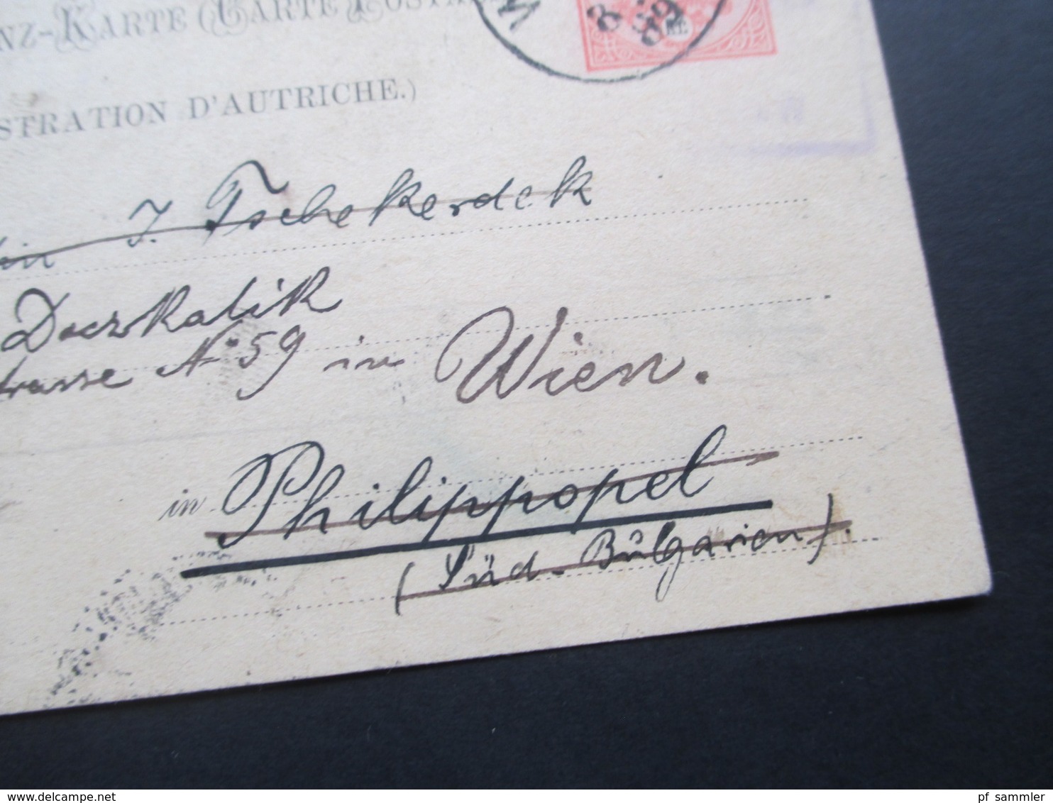 Österreich 1889 GA P 51 Weltvereinspostkarte Nach Philippopel Süd Bulgarien. 6 Stempel - Briefe U. Dokumente