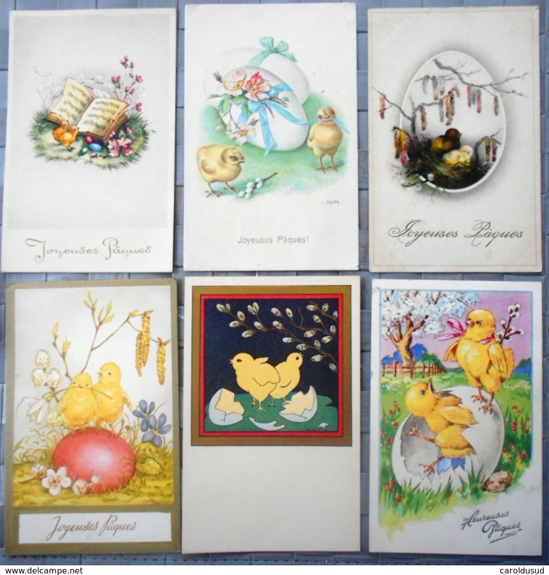 CPA Lot 9x Litho Illustrateur Coloprint Petersen Klein BALLIN OHLER FETE PAQUES Poussin Oeuf Chat HUMANISE Noisetier - Collections & Lots