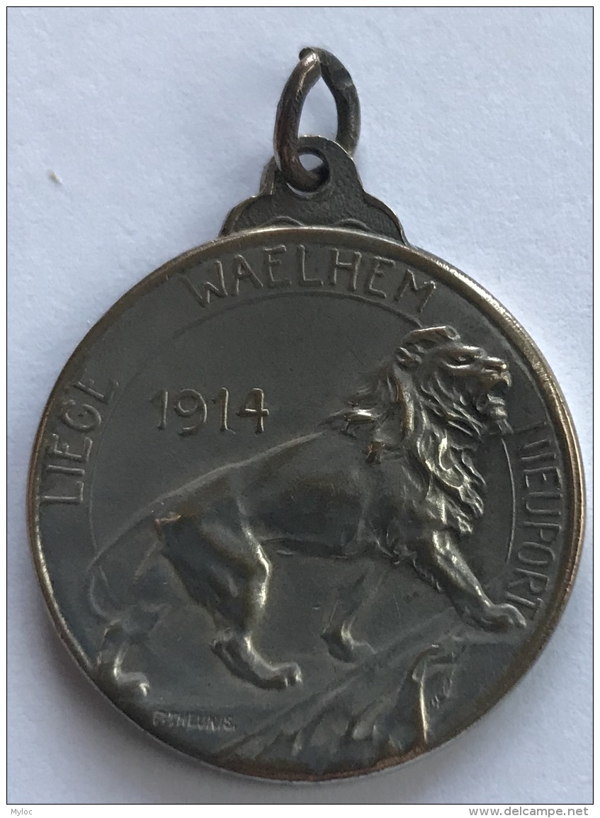 Médaille. P Theunis. Liège-Walhein-Nieuport 1914. De Tous Les Gaulois Les Plus Braves Sont Le Belges. - 1914-18