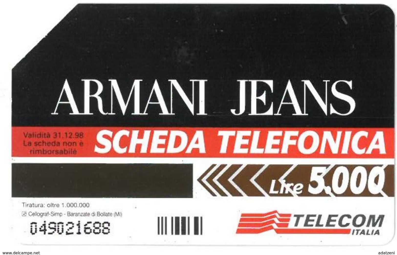 ITALIA SCHEDA TELEFONICATELECOM  SERIE ARMANI JEANS 049021688 - Moda