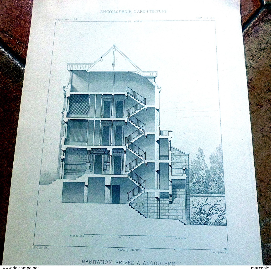 PLANS - HABITATION PRIVEE à ANGOULEME - LOT De 2 Plans, Encyclopédie D'Architecture XIXe Siècle, Archit. ABADIE - Architecture