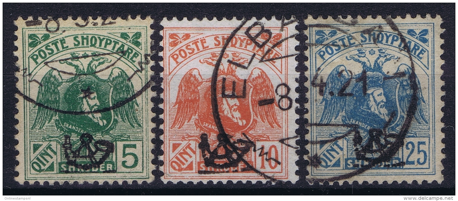 Albania Mi 77 I + 78 I + 79 I  Obl./Gestempelt/used  1922 - Albania