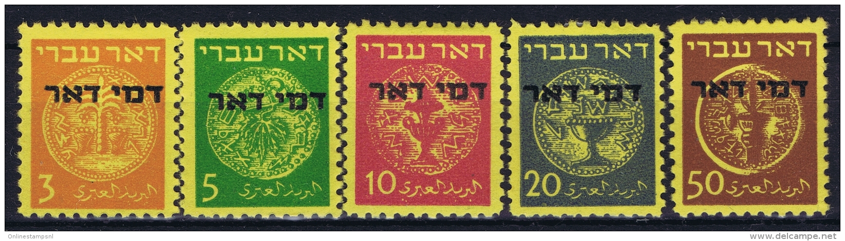Israel : Mi Nr 1 - 5 MH/* Flz/ Charniere  20 M Has Paper On Back - Portomarken