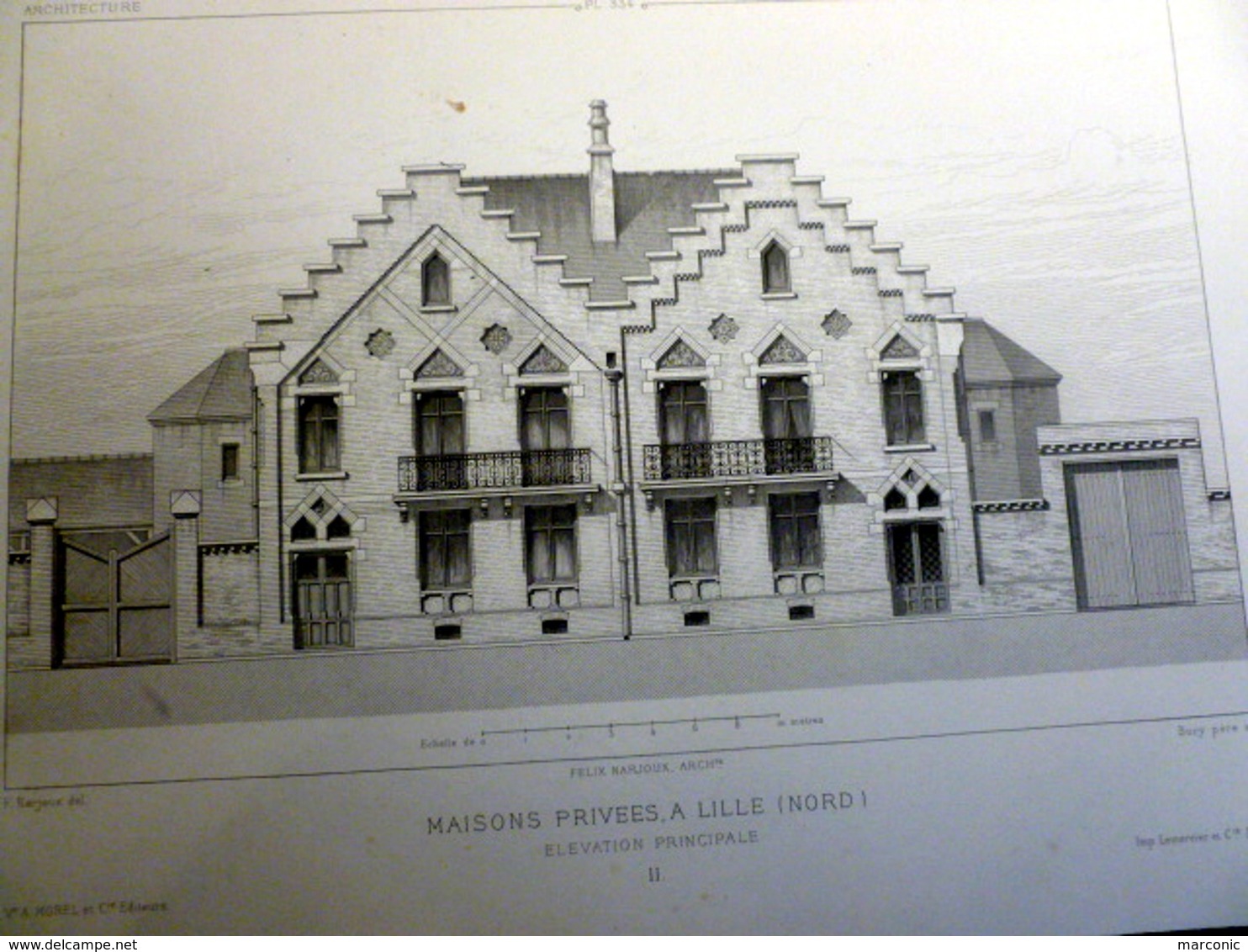 PLANS - MAISONS PRIVEES à LILLE - LOT De 2 Plans, Encyclopédie D'Architecture XIXe Siècle, Archit. NARJOUX - Architecture