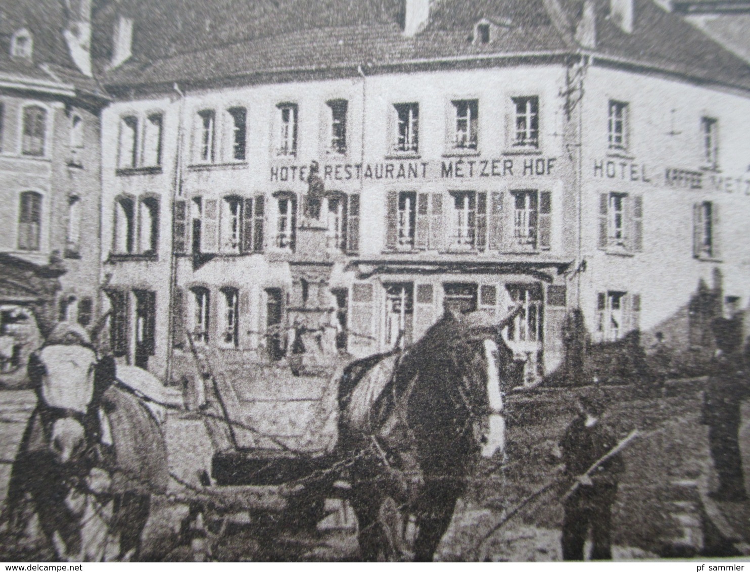 Feldpostkarte 1917 St. Avold Marktplatz Mit Hotel Metzer Hof. Zensurstempel. Militär Güterstelle. Bahnpost Metz - Frankf - Saint-Avold