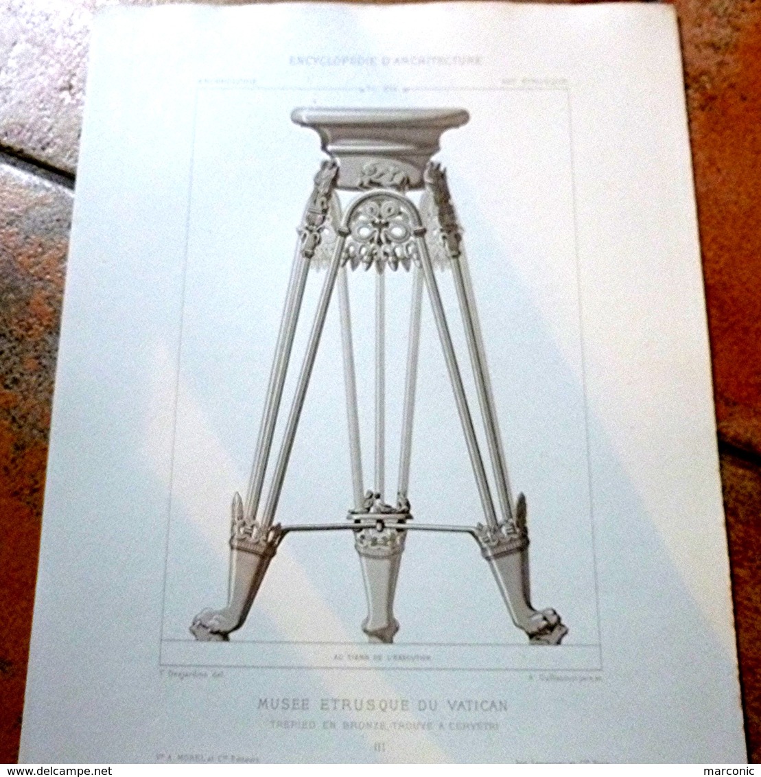 PLANS - MUSEE Du VATICAN - LOT 4 Plans, Encyclopédie D'Architecture XIXe Siècle, Candelabre, Trépied, Vase,Terres Cuites - Architecture