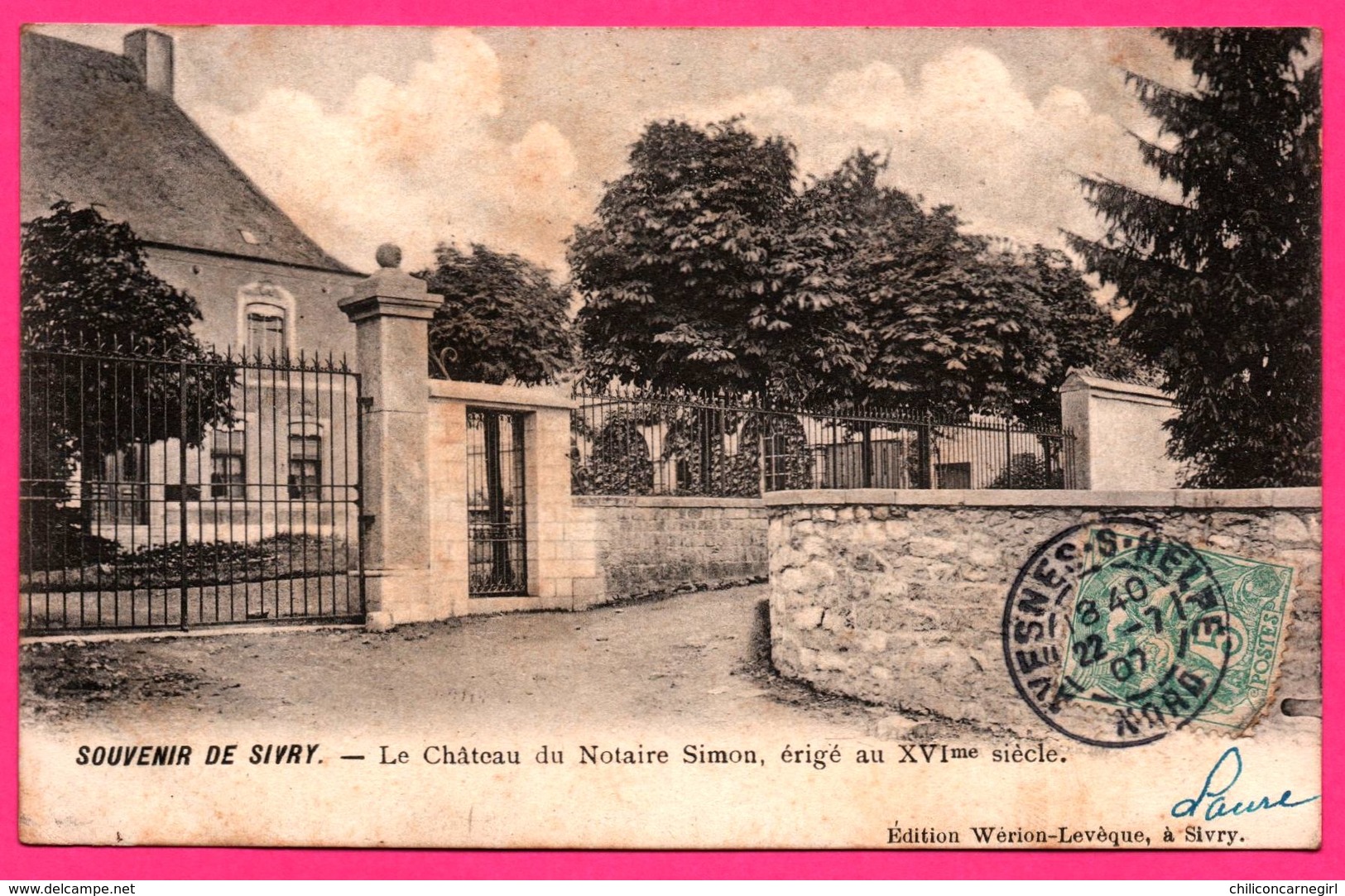 Souvenir De Sivry - Le Château Du Notaire Simon érigé Au XVI ème Siècle - WERION LEVEQUE - 1907 - Sivry-Rance