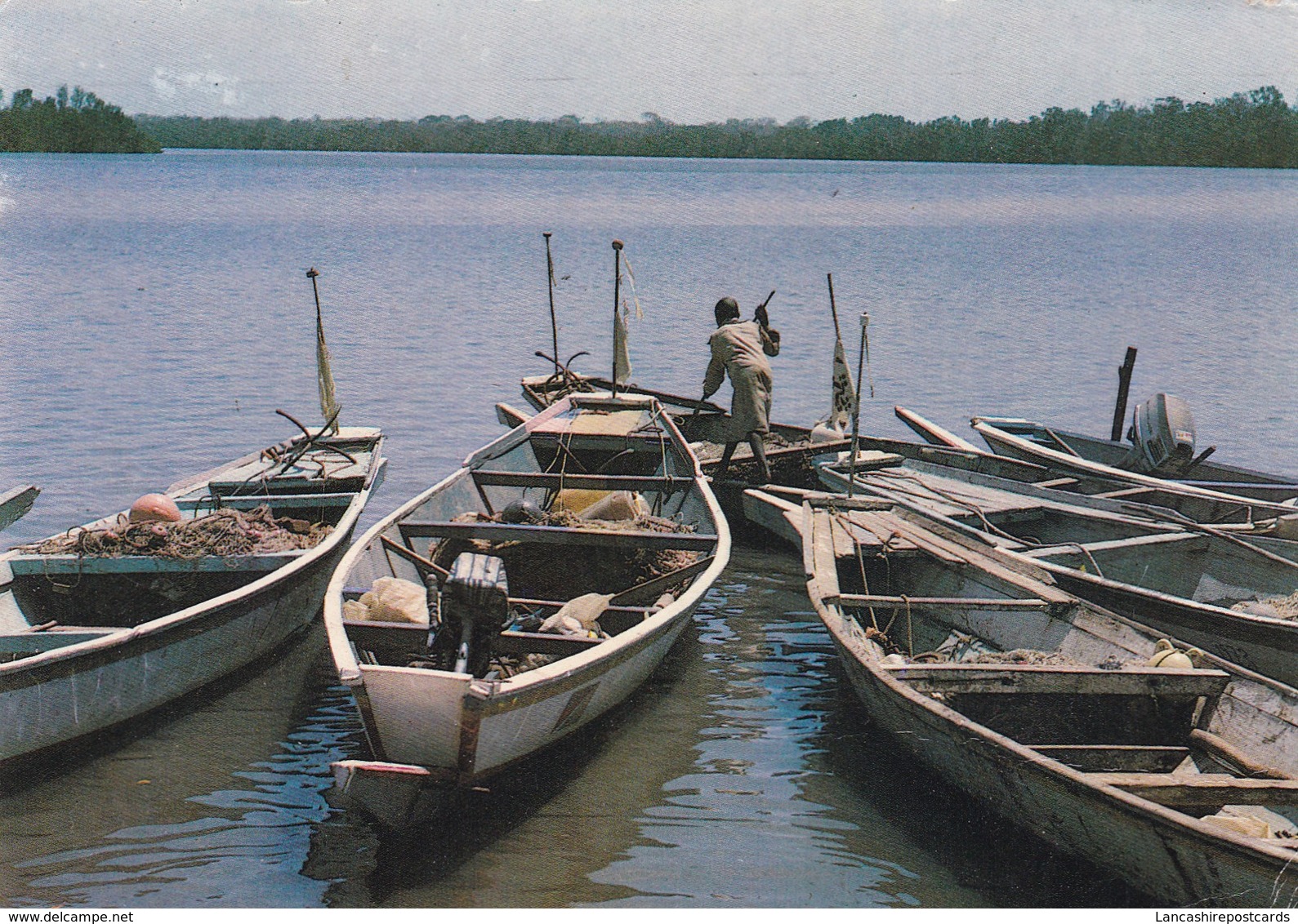 Postcard The Pirogue Keeper On The River Bintang Gambia Postally Used At Banjul In 1986 My Ref B22227 - Gambia