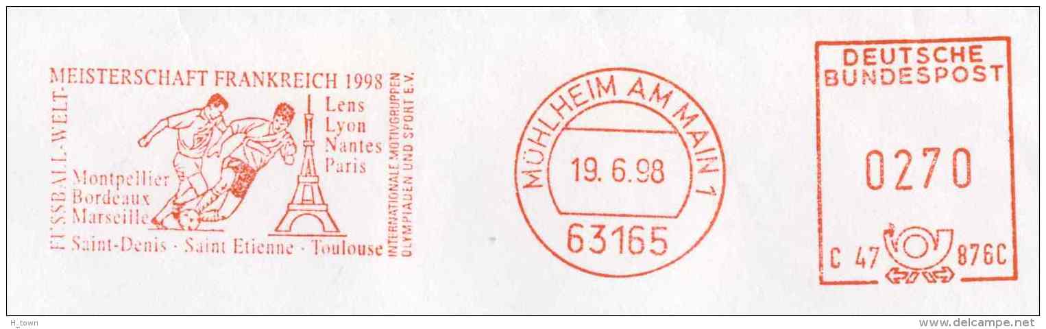 6208  Coupe Du Monde 1998, Tour Eiffel: Ema D'Allemagne - FIFA World Cup France: Meter Stamp From Germany - 1998 – Frankrijk